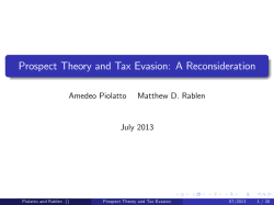 Prospect Theory and Tax Evasion: A Reconsideration