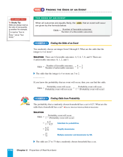 Finding the Odds of an Event Finding Odds from Probability GOAL 2