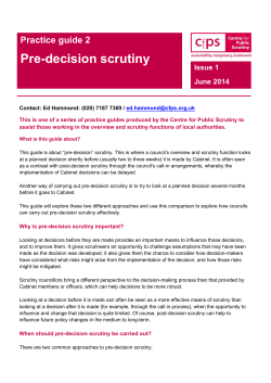 Pre-decision scrutiny - Centre For Public Scrutiny