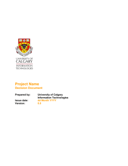 Decision Document - University of Calgary