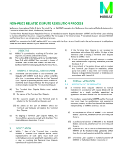 NON-PRICE RELATED DISPUTE RESOLUTION PROCESS