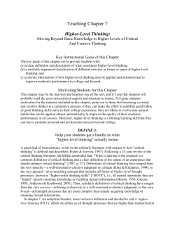 Higher-Level Thinking - Tennessee State University