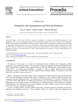 Enterprise Risk Management and Firm Performance
