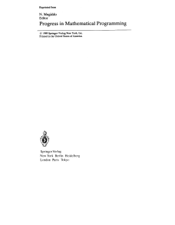 Progress in Mathematical Programming