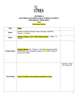 Appendix A: Preliminary Term Sheet