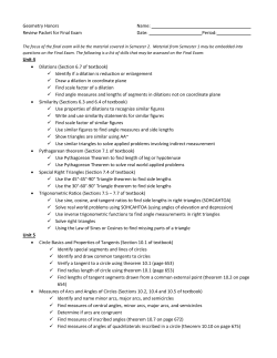 Geometry Honors Name: Review Packet for Final Exam Date: Period