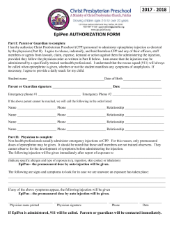 EpiPen Authorization Form - Christ Presbyterian Preschool