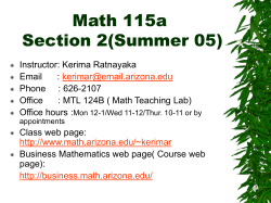 Math 115a &ndash; Section 2 - Arizona Math