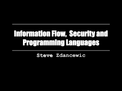 Information Flow, Security and Programming Languages