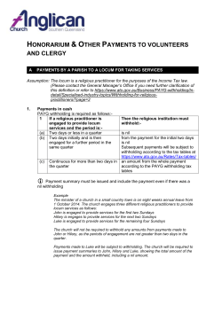 Honorarium and Other Payments to Volunteers and Clergy
