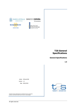 TARGET2Securities - General Specifications