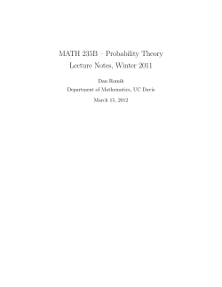 Probability Theory - UC Davis Mathematics