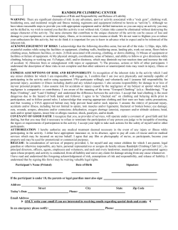 Assumption of Risk and Responsibility and Release of Liability