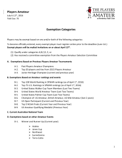 Players Amateur Exemption Categories