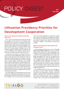 Lithuanian Presidency Priorities for Development Cooperation