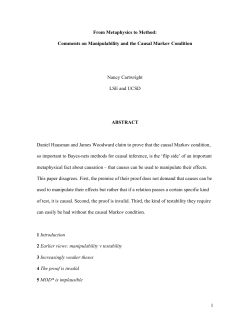 From Metaphysics to Method: Comments on - SAS