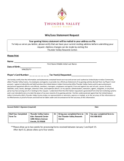 Win/Loss Statement Request - Thunder Valley Casino Resort
