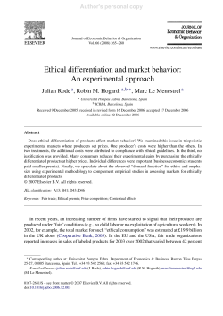 Ethical differentiation and market behavior: An experimental approach