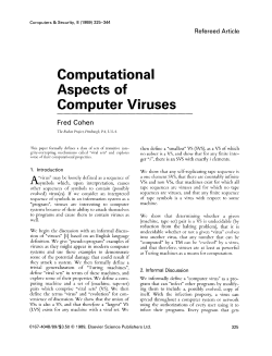 Computational Aspects of Computer Viruses