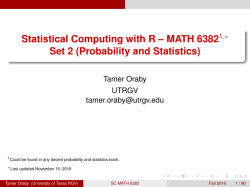 Statistical Computing with R &ndash; MATH 63821,* Set 2 (Probability and