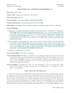 Lehigh University Department of Economics Muzhe Yang Fall 2015