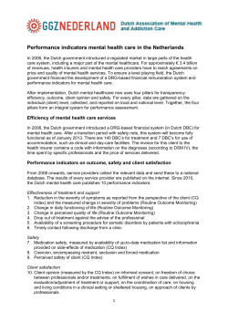 Performance indicators mental health care in the