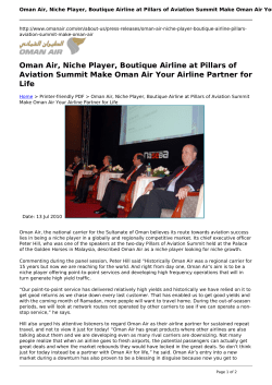 Oman Air, Niche Player, Boutique Airline at Pillars of Aviation