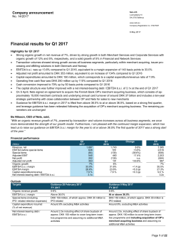 Financial results for Q1 2017 - Investors
