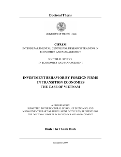 Doctoral Thesis INVESTMENT BEHAVIOR BY FOREIGN FIRMS IN
