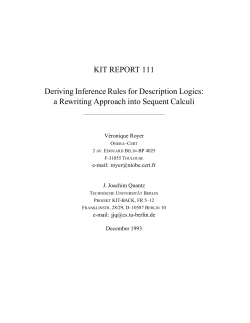 KIT REPORT 111 Deriving Inference Rules for