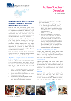 Developing social skills for children with High Functioning Autism in