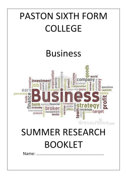 Business Summer Research Booklet for Students Joining in