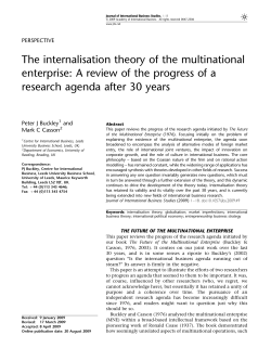 The internalisation theory of the multinational enterprise: A review of