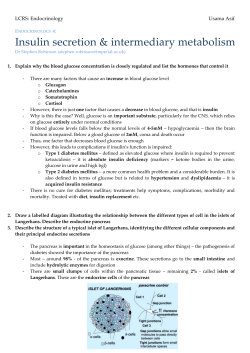 LCRS: Endocrinology Usama Asif Endocrinology 4: Insulin secretion