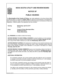 April 26 &ndash; W- Pictou Water Utility