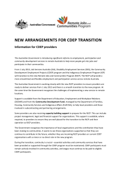 Information for CDEP providers - Department of Social Services