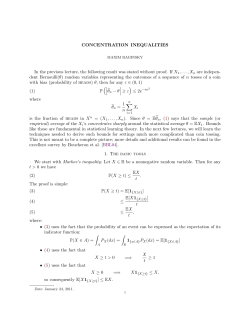 CONCENTRATION INEQUALITIES In the previous lecture, the