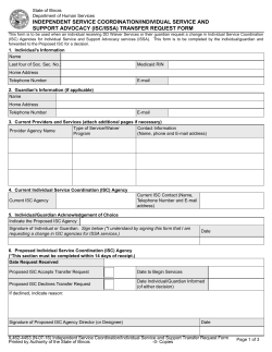 independent service coordination/individual service and support