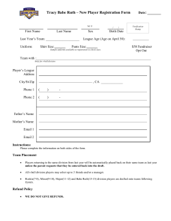 Tracy Babe Ruth &ndash; New Player Registration Form Date: ______