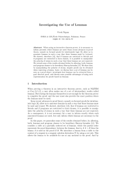 Investigating the Use of Lemmas