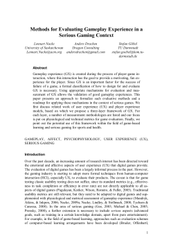 Methods for Evaluating Gameplay Experience in a Serious Gaming