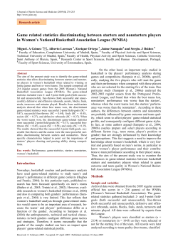Game related statistics discriminating between starters and