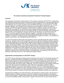 The Jackson Laboratory Cooperative Predoctoral Training Program