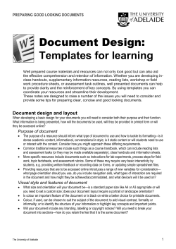 Document Design: Templates for learning