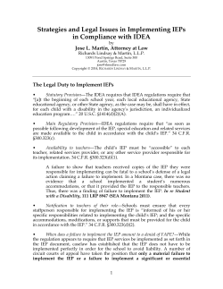 Strategies and Legal Issues in Implementing IEPs in Compliance