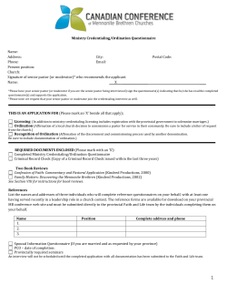 Master Credentialing Questionnaire -