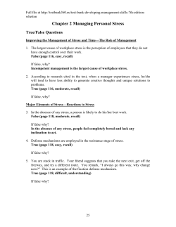 Chapter 2 Managing Personal Stress