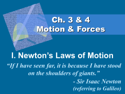 I. Newton`s Laws of Motion - Otterville R