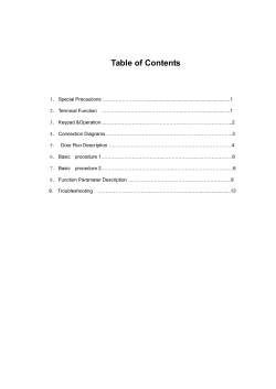 NSFC01-01 INSTRUCTION MANUAL Table of Contents 1． Special