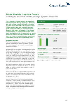 Private Mandate: Long-term Growth Seeking to maximize returns